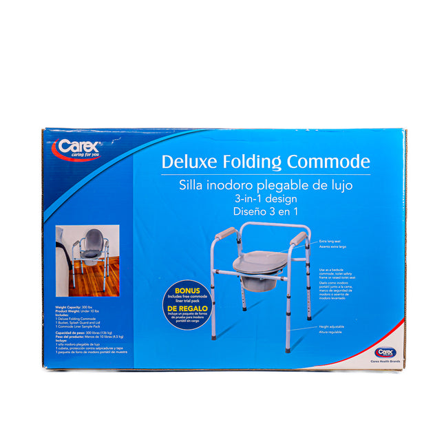 Carex Deluxe Folding Commode – 3-in-1 Design