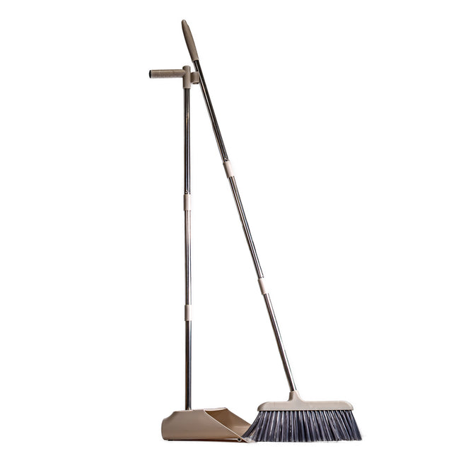 Standing Broom and Dustpan Set – Light Brown, Approx. 35in | 90cm