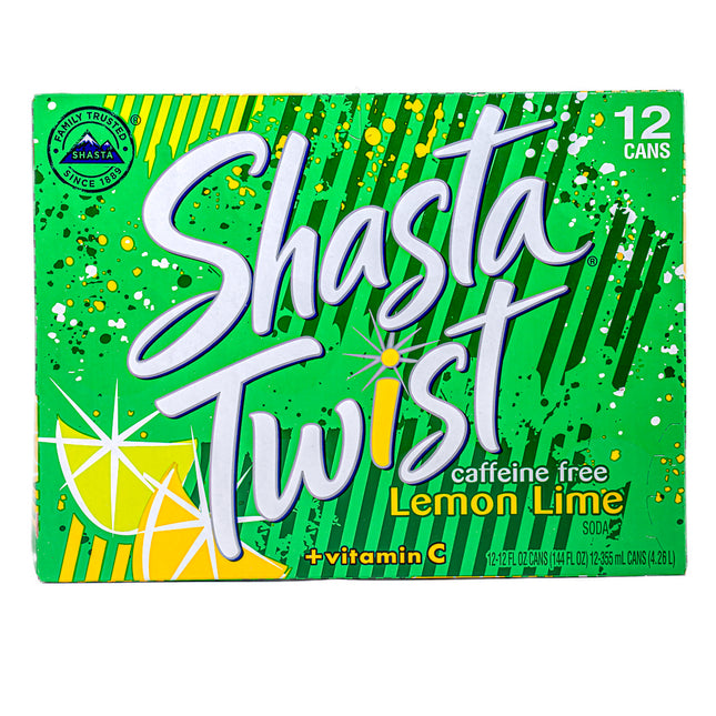 Shasta Twist Lemon Lime Soda – 12 Cans, 12 fl oz Each | 355ml