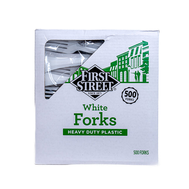 First Street Heavy Duty Plastic Forks – White, 500 pcs