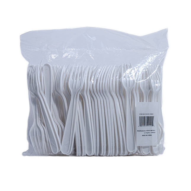 Urban Imports Plastic Forks – White, 100pcs