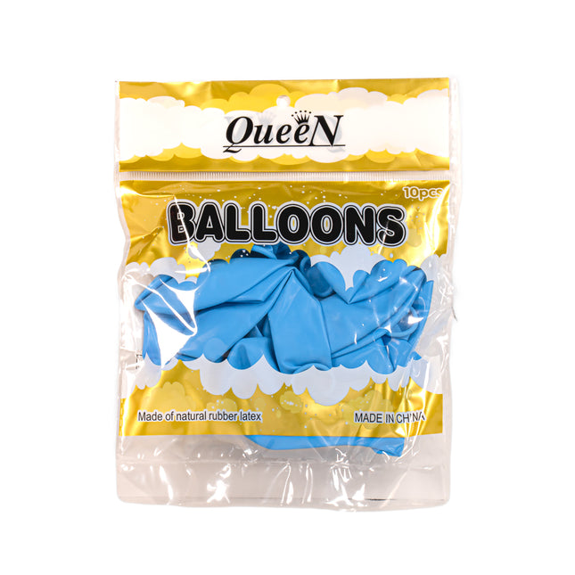 QueeN Party Balloons – Light Blue (10pcs)