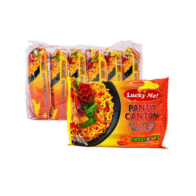 Lucky Me Pancit Canton Sweet & Spicy – 6 Pack, 2.12oz Each | 60g