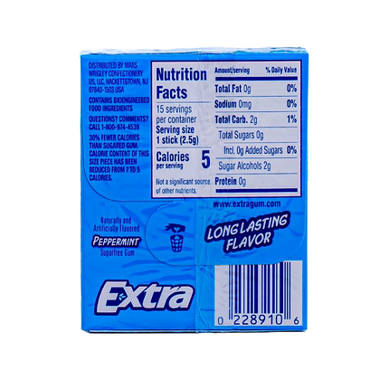 Extra Single Serve Peppermint gum 15 Sticks
