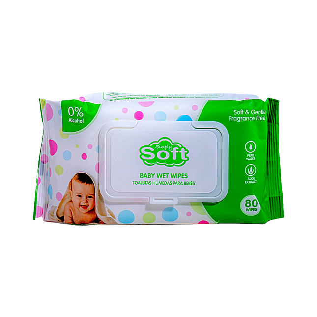 Simply Soft Baby Wipes Aloe Green 80 Wipes