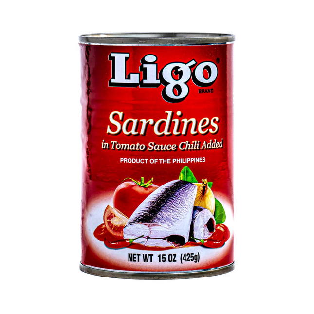 Ligo Sardines in Tomato Sauce Chili Added (Hot) – 15oz | 425g