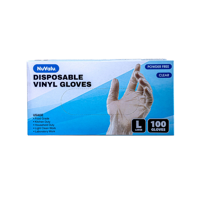 Nuvalu Vinyl Glove Disposable 100CT Large