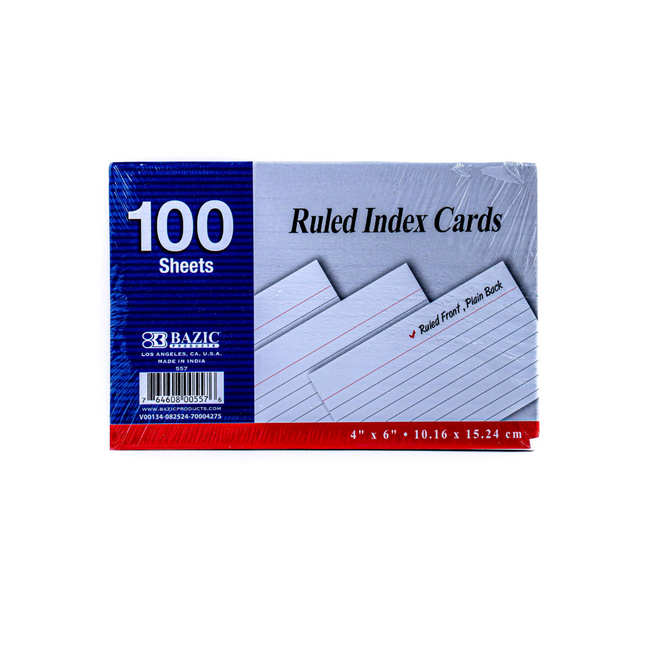 Bazic Index Card 4X6 100ct