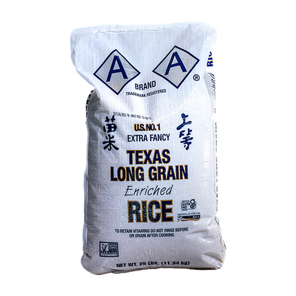 AA Brand Texas Long Grain Enriched Rice – 25lb | 11.34kg