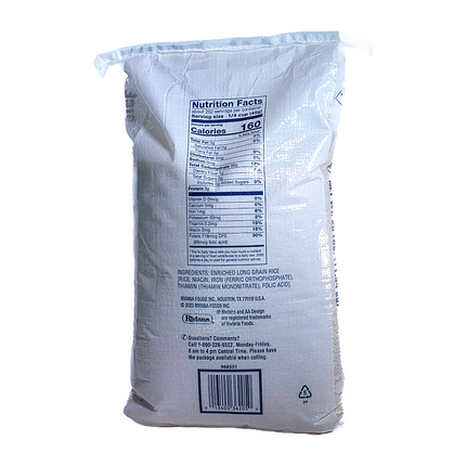 AA Brand Texas Long Grain Enriched Rice – 25lb | 11.34kg