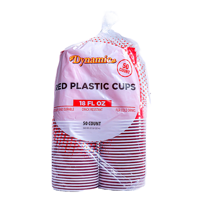Plastic Cups 18oz Red 50ct