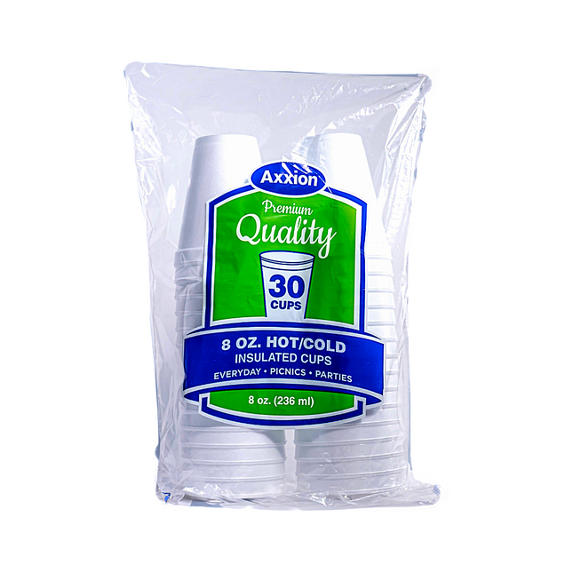 Axxion Foam Cups 8 oz 30 ct