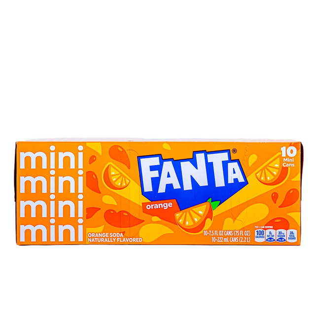 Fanta Mini Orange - 10 Cans, 7.5 fl oz Each | 222ml