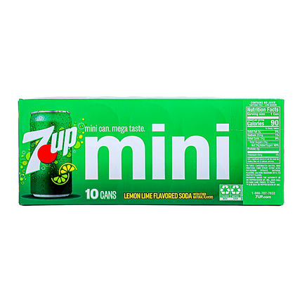 7UP Mini Lemon Lime - 10 Cans, 7.5 fl oz Each | 221ml