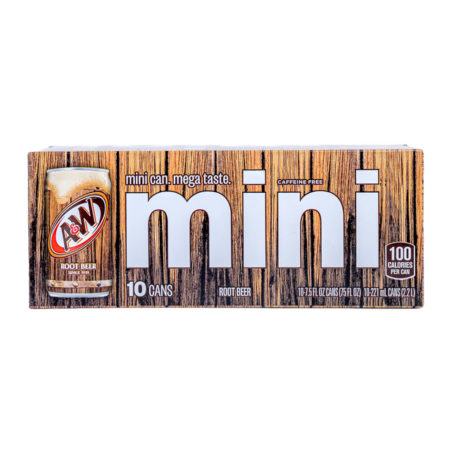 A&W Mini Root Beer – 10 Cans, 7.5 fl oz Each | 221ml