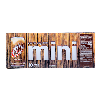 A&W Mini Root Beer – 10 Cans, 7.5 fl oz Each | 221ml