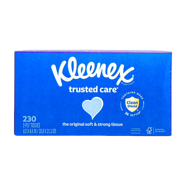 Kleenex Trusted Care Tissues – 230 2‑Ply Sheets, 8.2 x 8.4 in