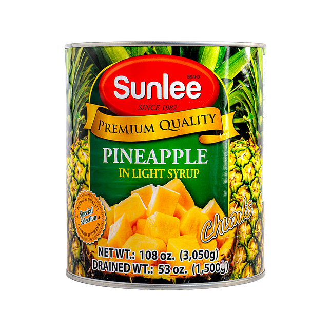 Sunlee  PIineapple (Chunk) in Light Syrup – 108oz | 3.05kg