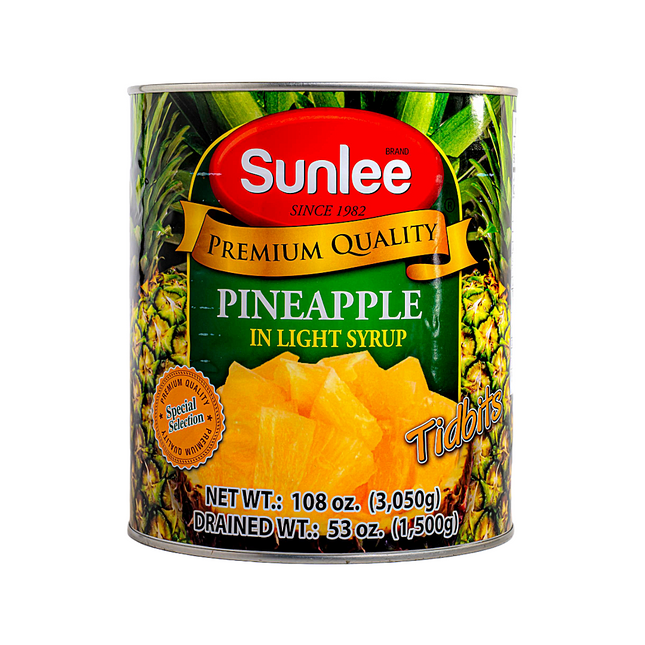 Sunlee Pineapple (Tidbits) in Light Syrup – 108oz | 3.05kg