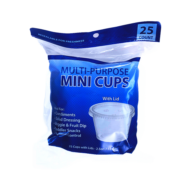 Multi-Purpose Mini Cups w/Lid Clear 25ct