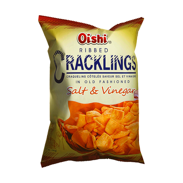 Oishi Ribbed Cracklings Salt & Vinegar – 3.17oz | 90g