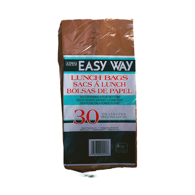 Aspen Lunch Bag Brown Paper 30CT #10 1/2 X 5 1/4 X 3 1/4 inch