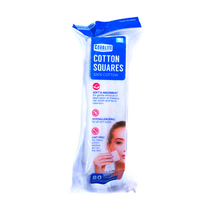 Coralite Cosmetic Pads 80 ct squares