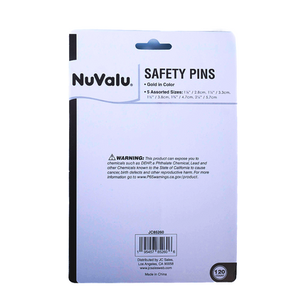 Nuvalu Safety Pins Mix 120 ct gold color