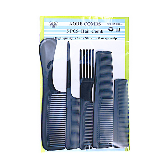 Hair Comb 5 pc Set Asst Size Black