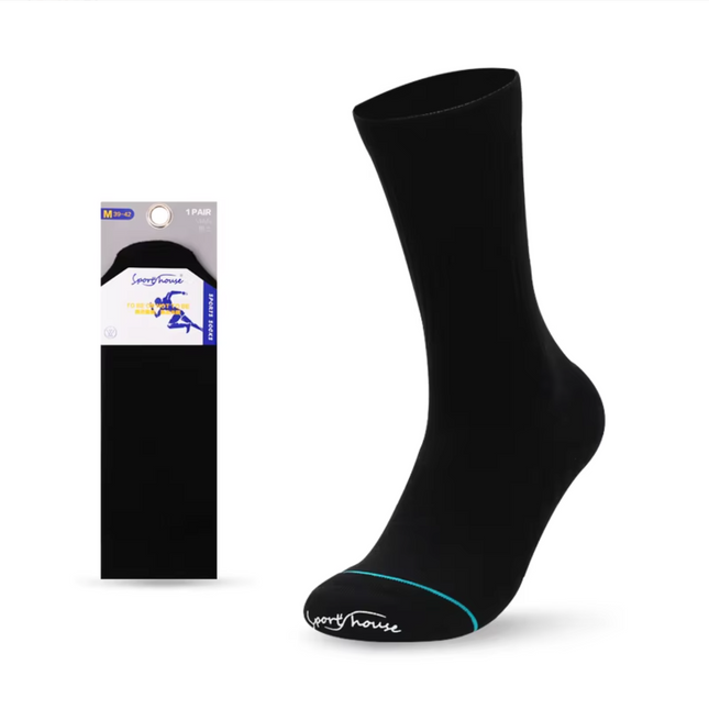 Classic Black Sports Crew Socks – Breathable Everyday Comfort