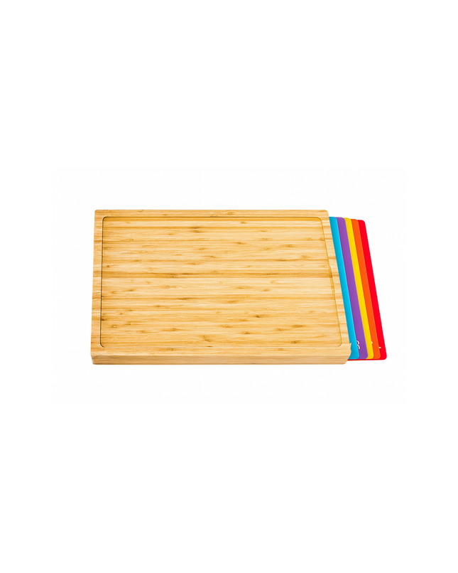 Bamboo Cutting Board Set with Color-Coded Flexible Chopping Mats