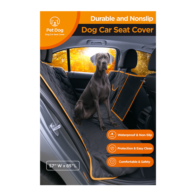 Pet Dog Car Seat Cover – Black, 57 x 85 in | 145 x 216 cm