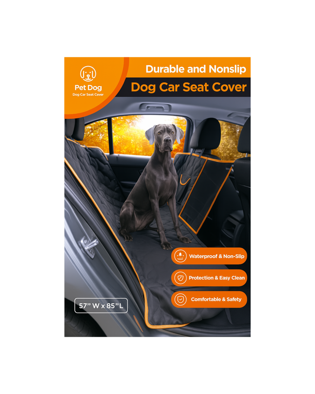 Pet Dog Car Seat Cover – Black, 57 x 85 in | 145 x 216 cm