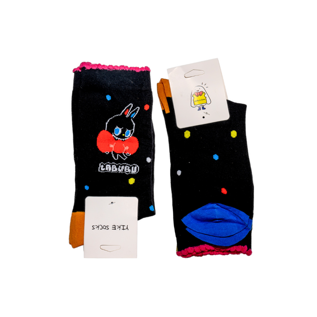 Labubu Character Socks (Black Design) – 1 Pair, One Size Fits All