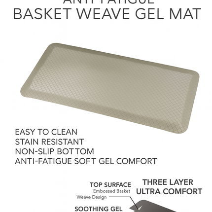 Mon Chateau Anti-Fatigue Basket Weave Gel Mat – Cream, 20 x 42 in